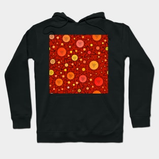 Flower Suns Warm on Brick Red Repeat 5748 Hoodie